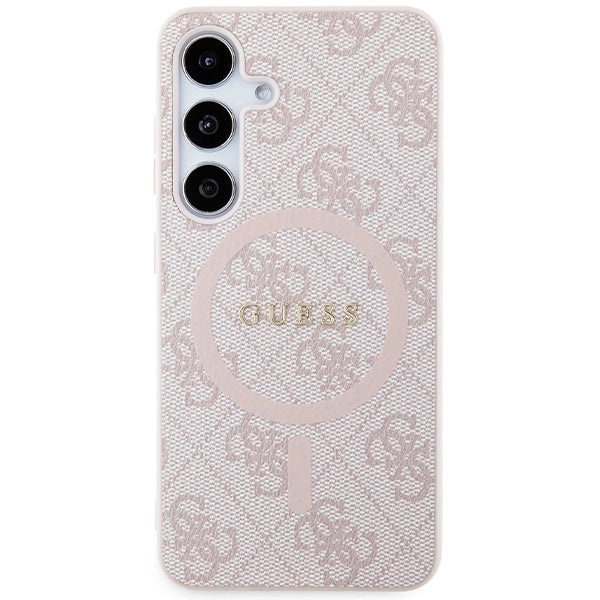 Guess 4G Collection Leather Metal Logo MagSafe Case for Samsung Galaxy S24 - Pink