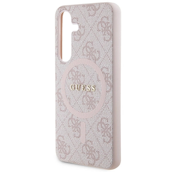 Guess 4G Collection Leather Metal Logo MagSafe Case for Samsung Galaxy S24 - Pink