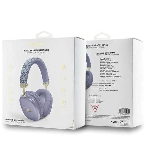 Guess GCube Metallic Script Logo Headphones - lilla