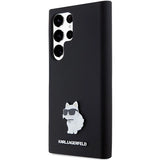 Karl Lagerfeld Silicone Choupette Metal Pin case for Samsung Galaxy S23 Ultra - black