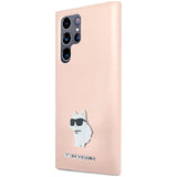 Karl Lagerfeld Silicone Choupette Metal Pin case for Samsung Galaxy S23 Ultra - pink