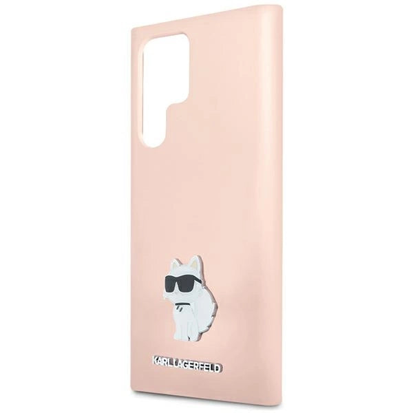 Karl Lagerfeld Silicone Choupette Metal Pin case for Samsung Galaxy S23 Ultra - pink