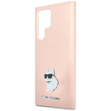 Karl Lagerfeld Silicone Choupette Metal Pin case for Samsung Galaxy S23 Ultra - pink