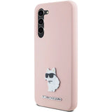 Karl Lagerfeld Silicone Choupette Metal Pin case for Samsung Galaxy S23+ - pink