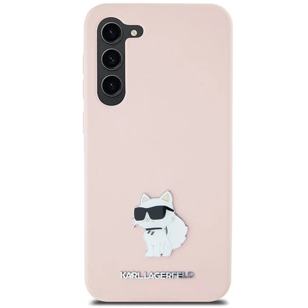 Karl Lagerfeld Silicone Choupette Metal Pin case for Samsung Galaxy S23+ - pink