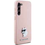 Karl Lagerfeld Silicone Choupette Metal Pin case for Samsung Galaxy S23+ - pink