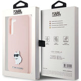 Karl Lagerfeld Silicone Choupette Metal Pin case for Samsung Galaxy S23+ - pink