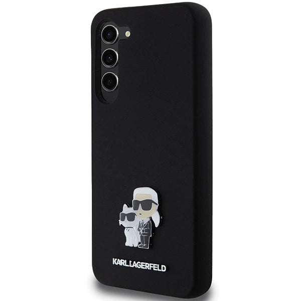 Karl Lagerfeld Silicone Karl&Choupette Metal Pin case for Samsung Galaxy S23+ - black