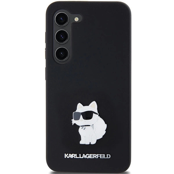 Karl Lagerfeld Silicone Choupette Metal Pin case for Samsung Galaxy S23 - black