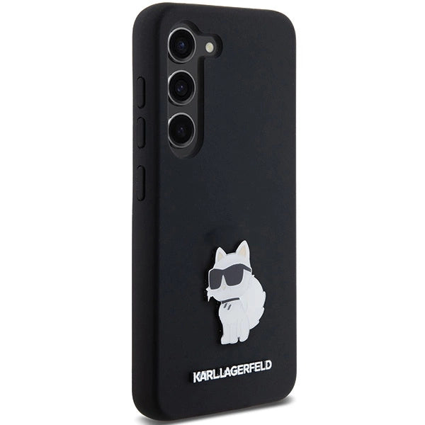 Karl Lagerfeld Silicone Choupette Metal Pin case for Samsung Galaxy S23 - black