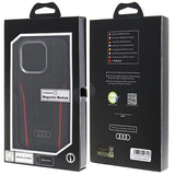 Audi Genuine Leather case med MagSafe til iPhone 15 Pro - sort og rød