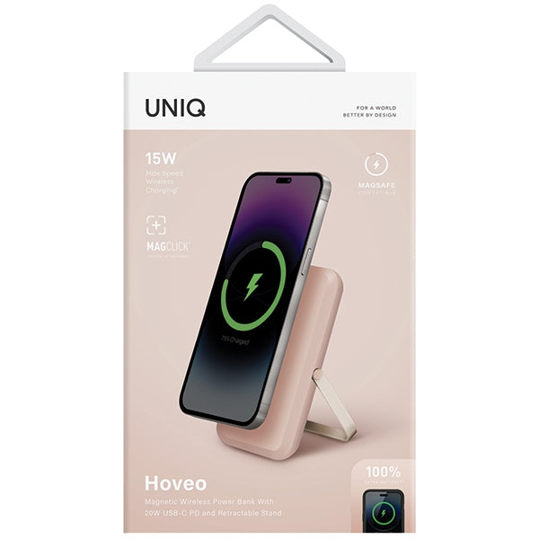 Powerbank Uniq Hoveo magnetisk 5000mAh USB-C 20W PD - lyserød