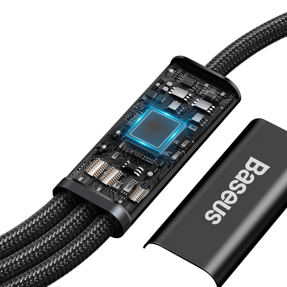 Baseus Rapid Series 3in1 USB-C - USB-C / Lightning / micro USB kabel 20W PD 1.5m - sort