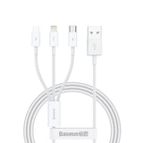 Baseus Superior Series USB-A - USB-C / Lightning / micro USB 3.5A kabel 1m - hvid