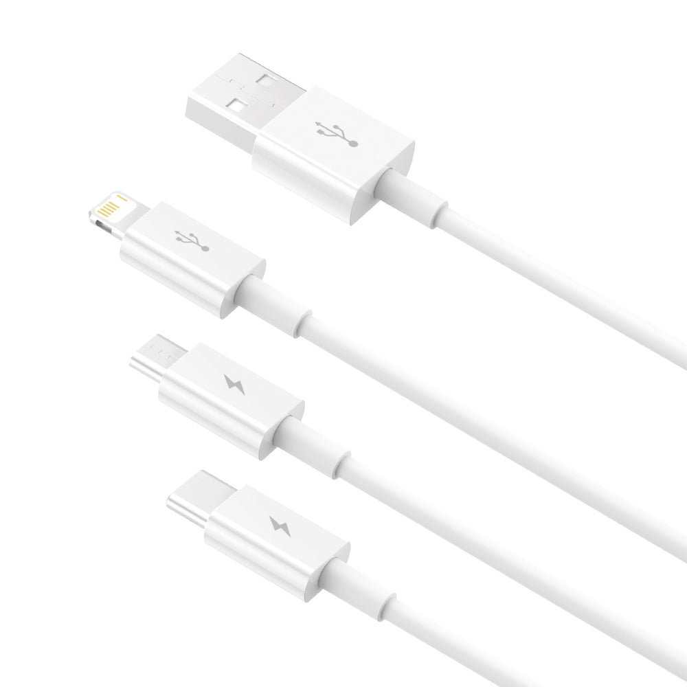 Baseus Superior Series USB-A - USB-C / Lightning / micro USB 3.5A kabel 1m - hvid