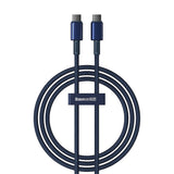 Baseus Tungsten Gold USB-C / USB-C kabel 100W 1m - marineblå