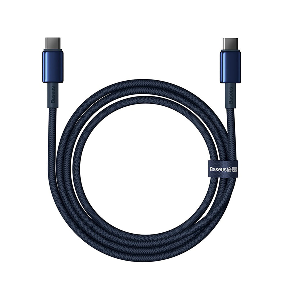 Baseus Tungsten Gold USB-C / USB-C kabel 100W 1m - marineblå