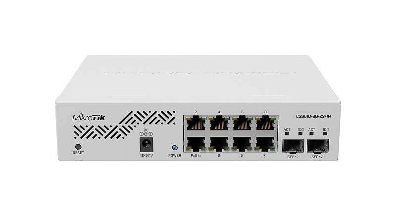 Mikrotik CSS610-8G-2S+IN netværksswitch Gigabit Ethernet (10/100/1000) Strøm over Ethernet (PoE) Hvid