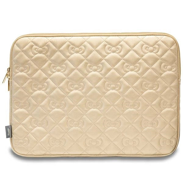 Hello Kitty Zip PU Quilted Bows-kasse til en 14" bærbar computer - guld
