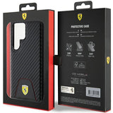 Ferrari Carbon Stitched Bottom case til Samsung Galaxy S24 Ultra - sort
