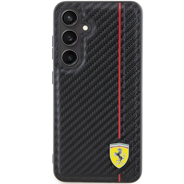 Ferrari Carbon Printed Line-kasse til Samsung Galaxy S24+ - sort