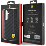 Ferrari Carbon Printed Line-hylster til Samsung Galaxy S24 - sort