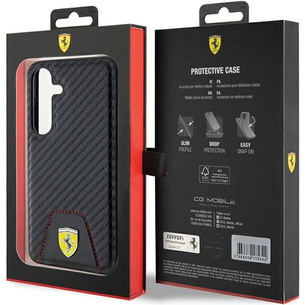 Ferrari Carbon Stitched Bottom case for Samsung Galaxy S24 - black