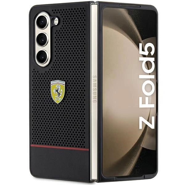 Ferrari Perforated Line-hylster til Samsung Galaxy Z Fold 5 - sort