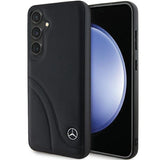 Mercedes læder Curved Stitches case til Samsung Galaxy S24 - sort