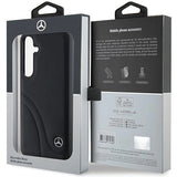 Mercedes læder Curved Stitches case til Samsung Galaxy S24 - sort