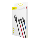 Baseus 3in1 Kabel USB-C / Lightning / Micro 3,5A 0,3m (Sort)