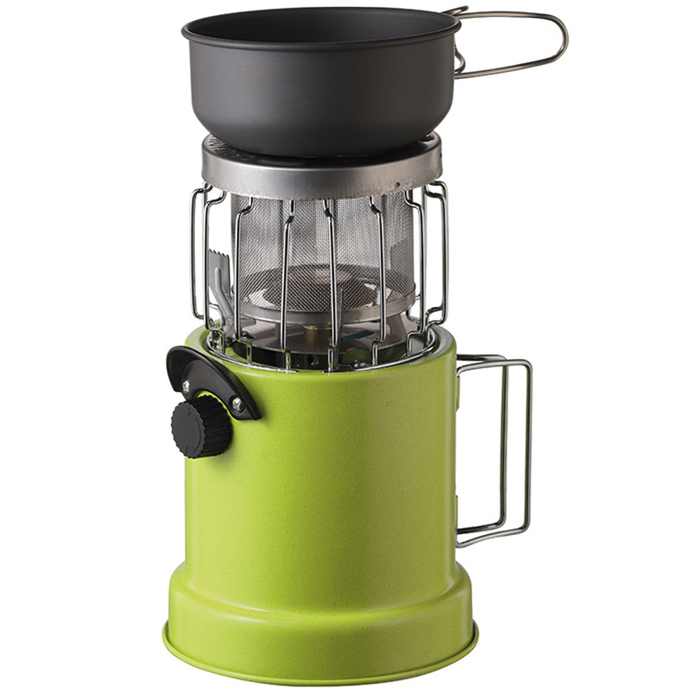 2 i 1 turistovn med en varmeapparat til MEVA VATOP gaspatroner