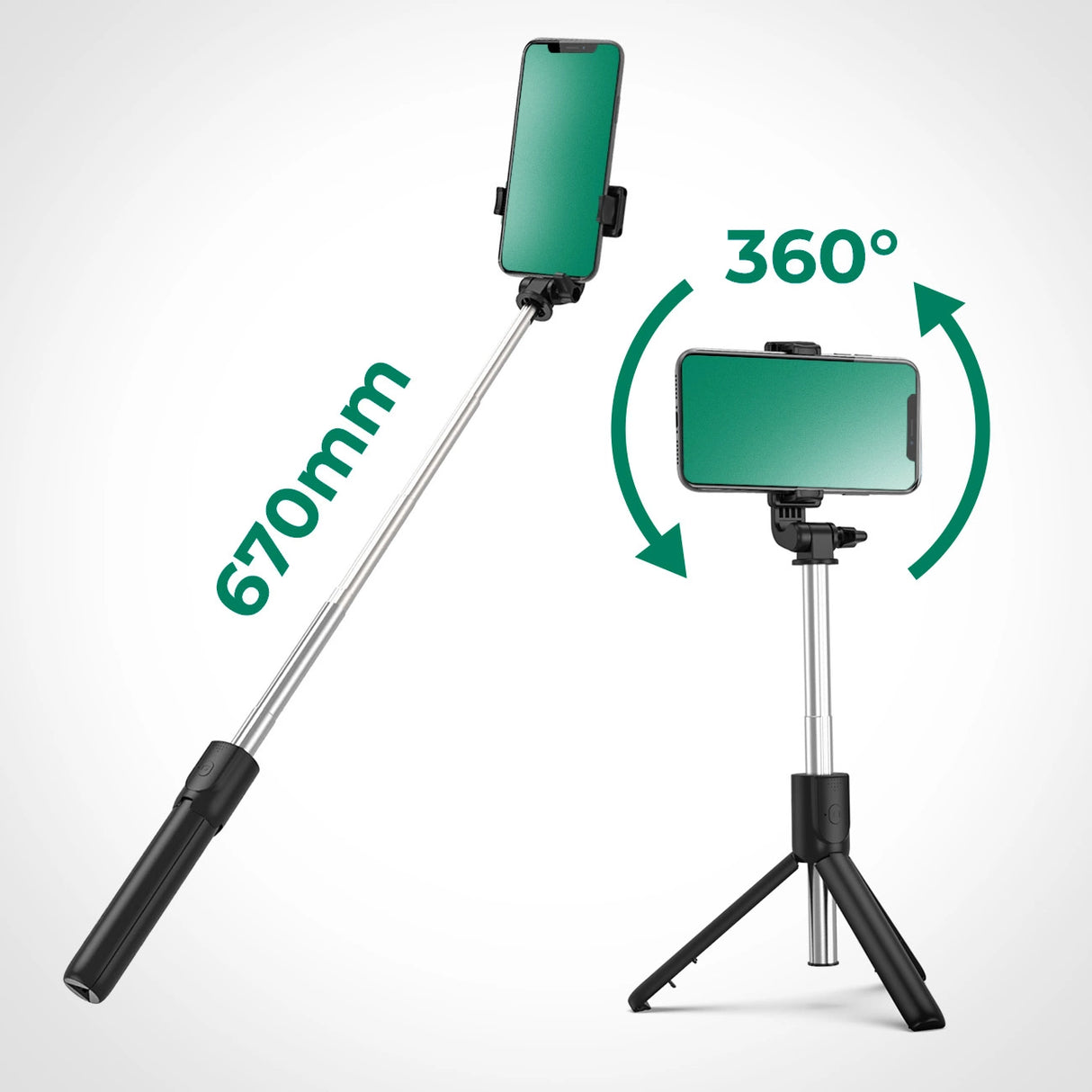 Selfie stick WRY1S teleskopisk stativ 0,7m til telefon - sort