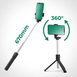 Selfie stick WRY1S teleskopisk stativ 0,7m til telefon - sort