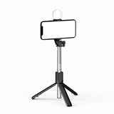 Selfie stick WR1YXS telescopic tripod 0.71m with round lamp - black