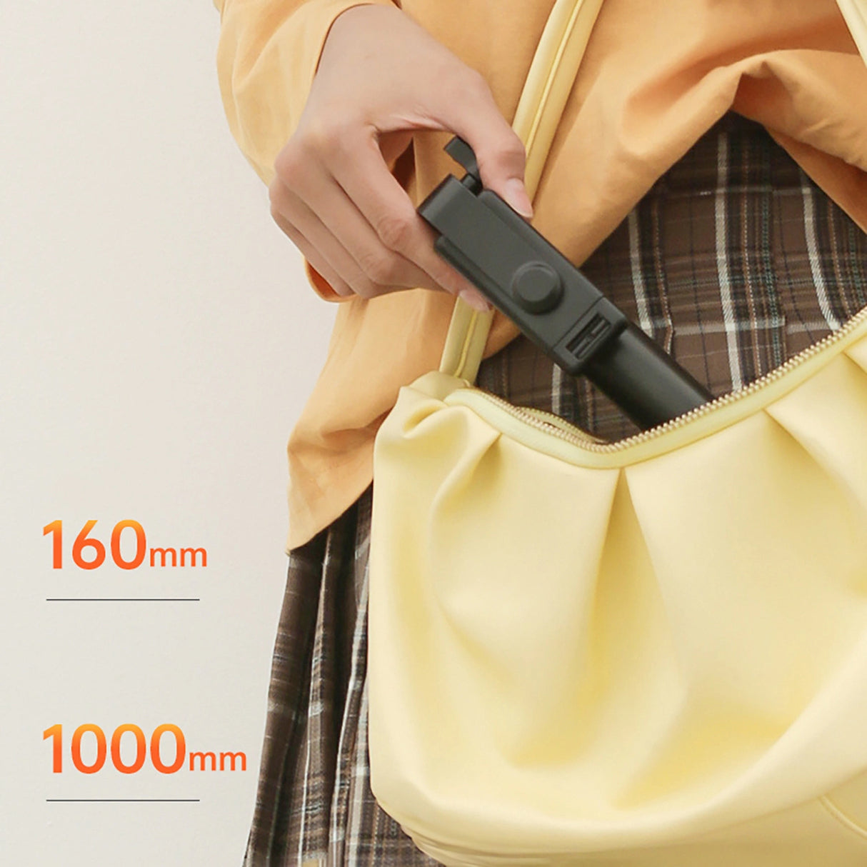 Selfie stick WHS1Y teleskopisk stativ 1m med telefonholder - sort