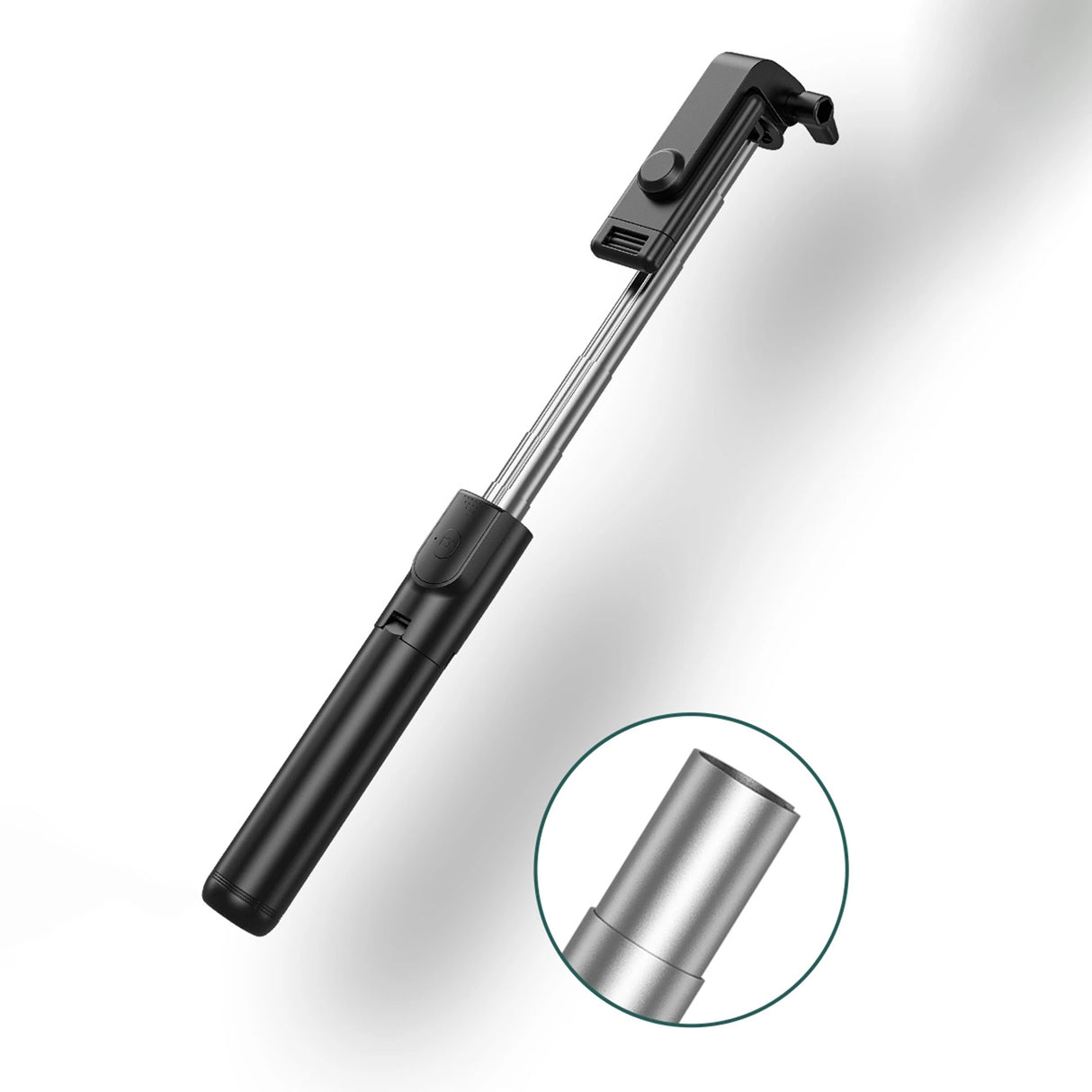 Selfie stick WHS1Y teleskopisk stativ 1m med telefonholder - sort