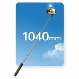 Selfie stick WH1YXS teleskopisk stativ 1m med rund lampe og telefonholder - sort