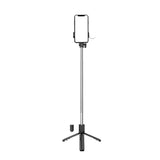 Selfie stick WH1YXS teleskopisk stativ 1m med rund lampe og telefonholder - sort