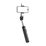 Selfie stick WC13YDS teleskopisk stativ 1,3 m med dobbelt lampe og telefonholder - sort