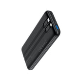 Powerbank Choetech B654 10000mAh 22.5W USB-A / USB-C / micro USB med indbygget USB-C / Lightning kabel - sort