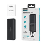 Powerbank Choetech B654 10000mAh 22.5W USB-A / USB-C / micro USB med indbygget USB-C / Lightning kabel - sort