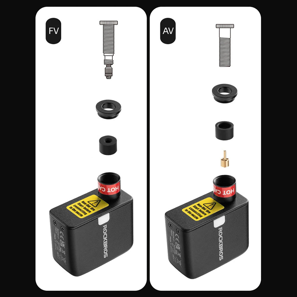 Rockbros 42320008001 Mini elektrisk cykelpumpe til Schrader / Presta ventiler 100PSI - sort