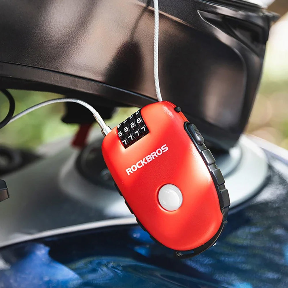 Rockbros 32420981001 bicycle lock with retractable cable - red