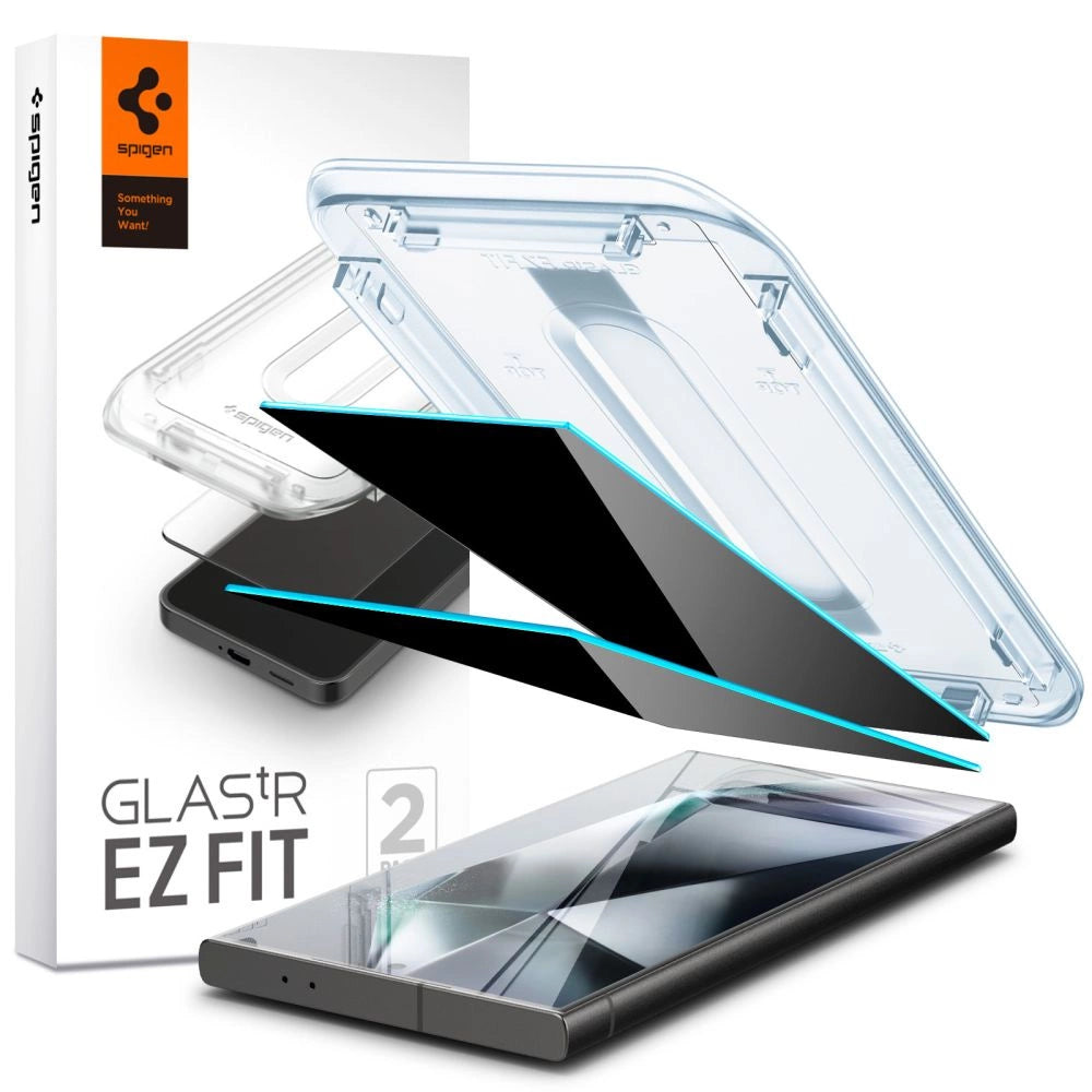 Spigen Glas.tR EZ Fit Privacy Tempered Glass til Samsung Galaxy S24 Ultra - 2 stk.