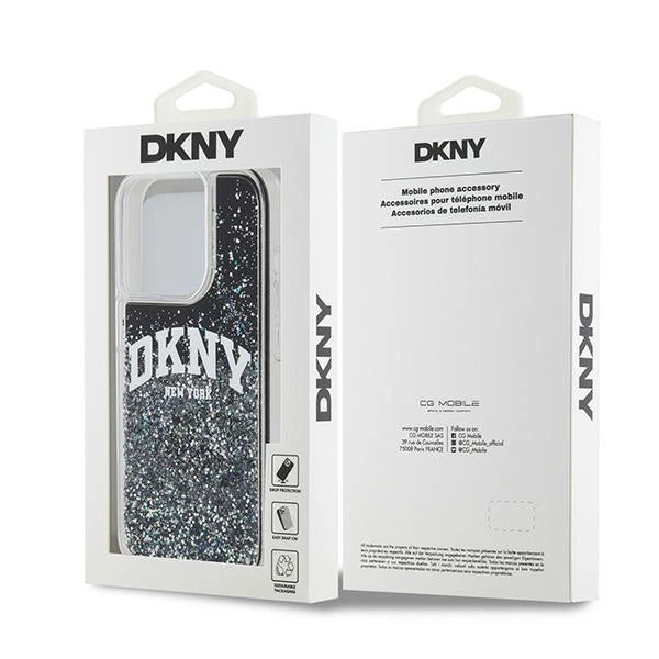 DKNY Liquid Glitter Big Logo iPhone 14 Pro Case - Black