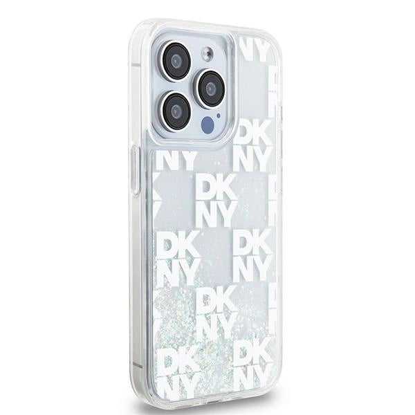 DKNY Liquid Glitter Multilogo case for iPhone 15 Pro - white