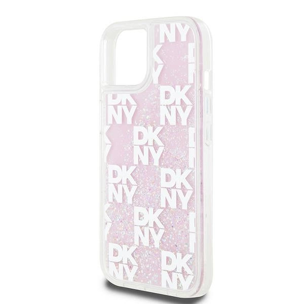 DKNY Liquid Glitter Multilogo case for iPhone 15 / 14 / 13 - pink