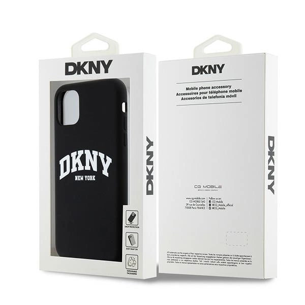DKNY Liquid Silicone White Printed Logo MagSafe Case for iPhone 11/Xr - Black