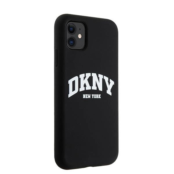 DKNY Liquid Silicone White Printed Logo MagSafe Case for iPhone 11/Xr - Black